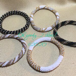 5 Black Gold Bead Bracelets Nepal NEW G-5
